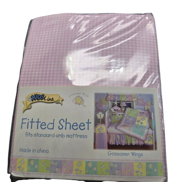 Gossamer Wings Crib Fitted Sheet Pink Gingham Plaid 28"x52" Baby Bedding JJ3979 - Picture 1 of 5